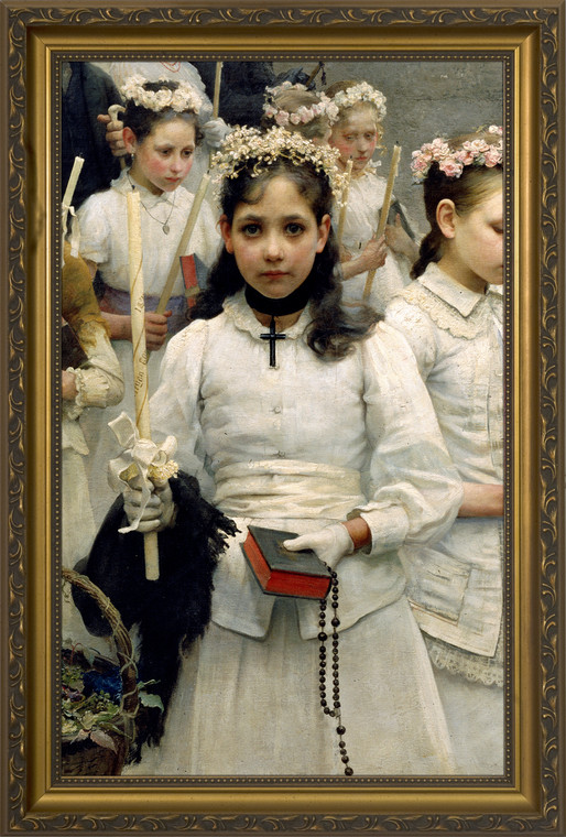 After the First Holy Communion (Detail 1 Girl) - Standard Gold Framed Art