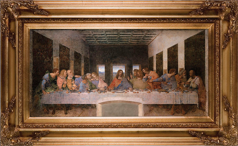 Last Supper by Da Vinci 16"x32" - Gold Museum Framed Canvas