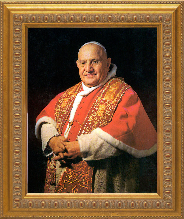 Pope John XXIII Sainthood Portrait: Ornate Gold Frame