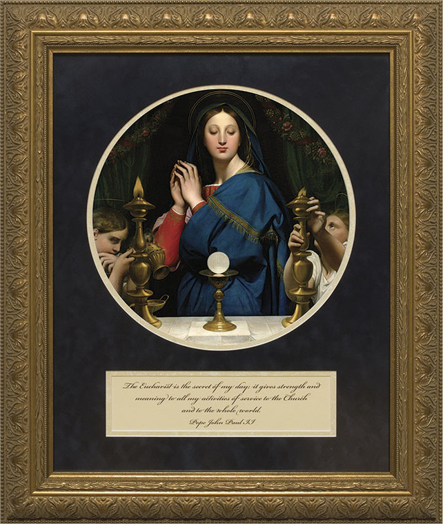 Madonna of the Host Matted with Quote - Standard Gold Framed Art