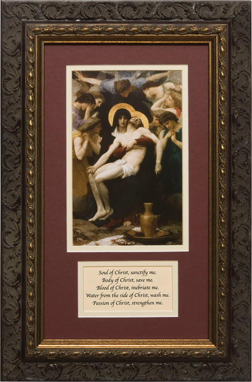 La Pieta Matted with Prayer - Ornate Dark Framed Art