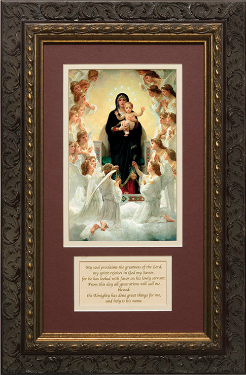 Queen of the Angels Matted with Prayer - Ornate Dark Framed Art