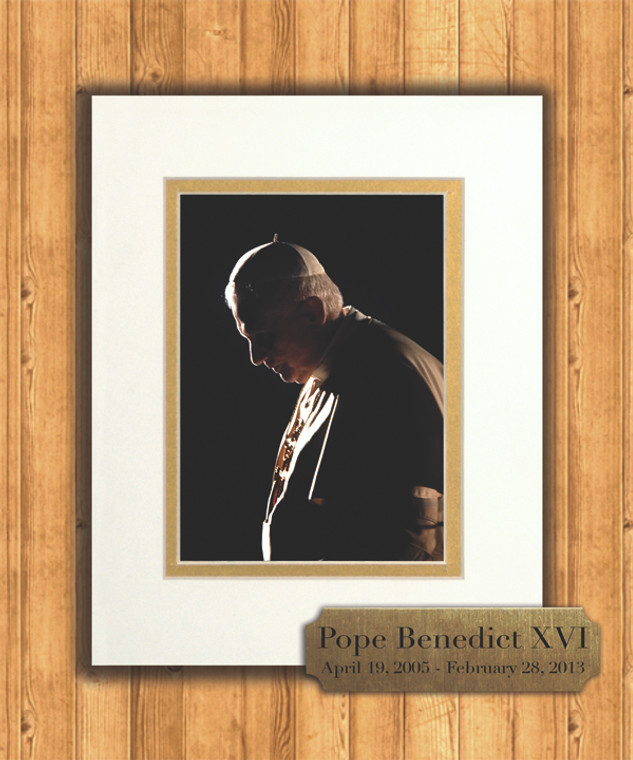 Pope Benedict in Prayer 8x10 Matted Print with Commemorative Plate