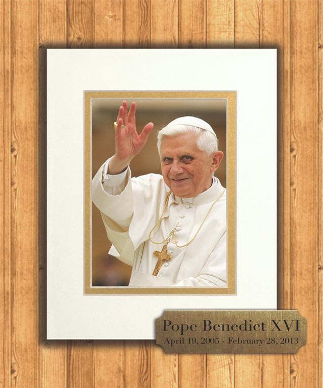 Pope Benedict Waving 8x10 Matted Print with Commemorative Plate