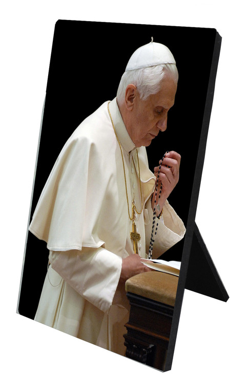 Pope Benedict Praying Rosary Vertical Desk Plaque