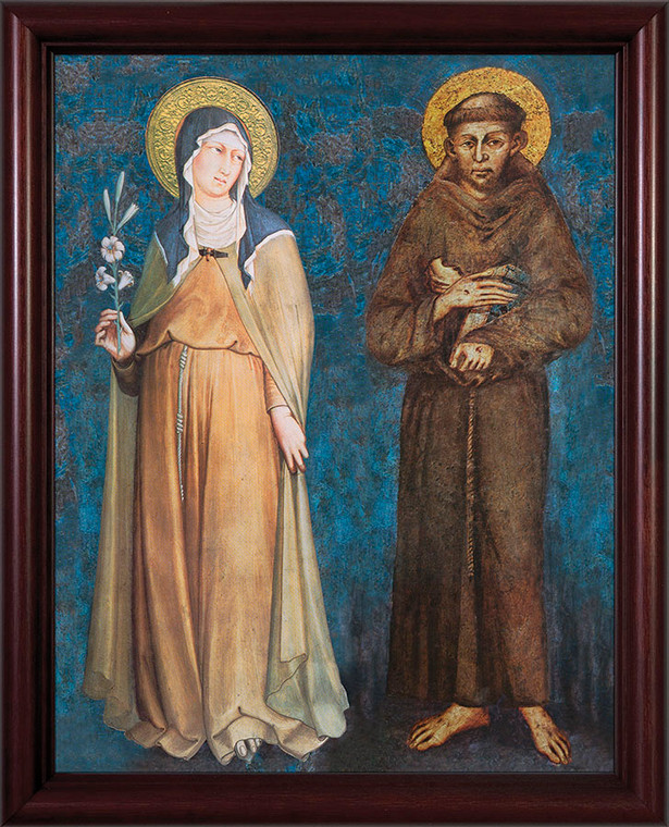 Sts. Francis and Clare Full Length - Cherry Framed Art