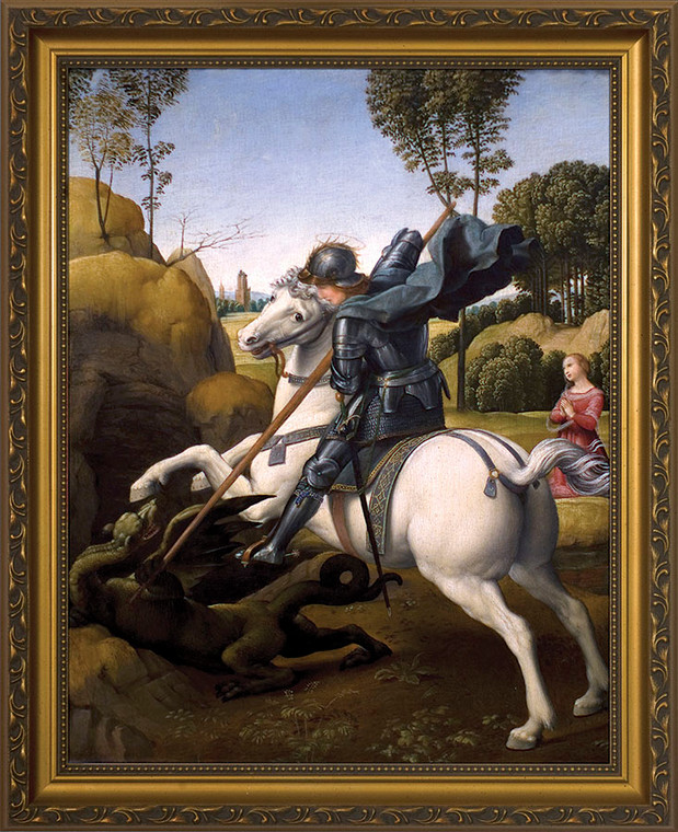 St. George (Dark Armor) and the Dragon Framed Art St. George (Dark Armor) and the Dragon Framed Art