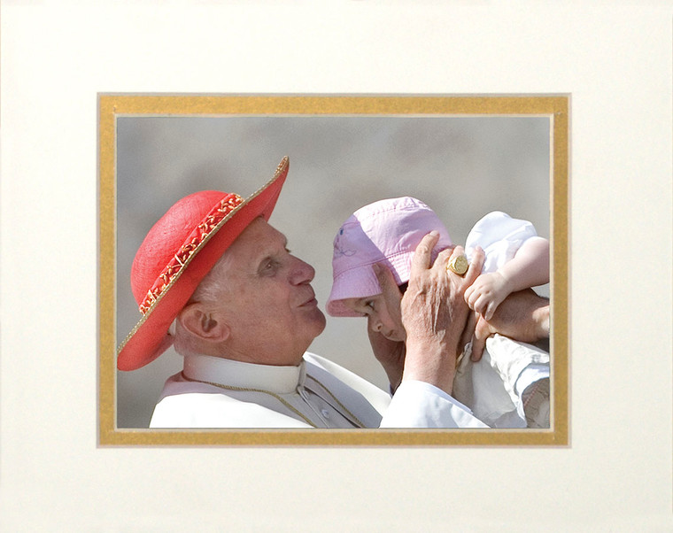 Pope Benedict Kissing Infant Matted - No Frame Image