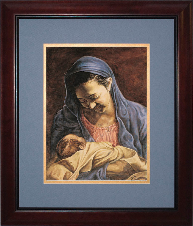 Madonna and Child by Jason Jenicke Matted - Cherry Framed Art (Limited Edition)