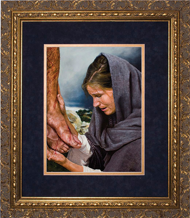 Mary's Sorrow by Jason Jenicke Matted - Ornate Gold Framed Art