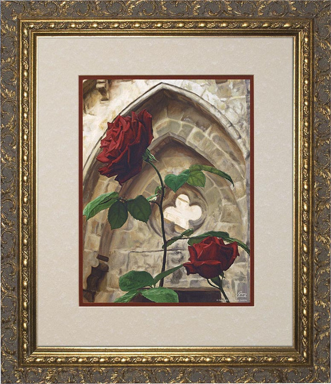 Roses by Jason Jenicke Matted - Ornate Gold Framed Art