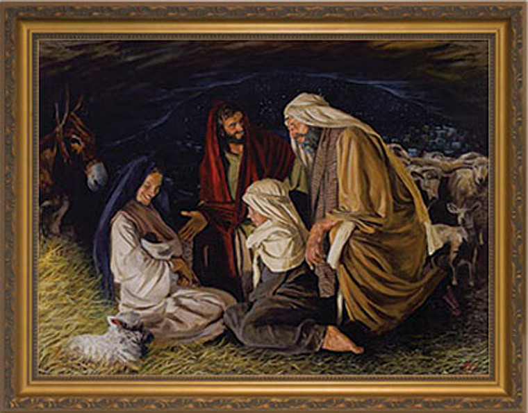 Adoration of the Shepherds by Jason Jenicke - Standard Gold Framed Art