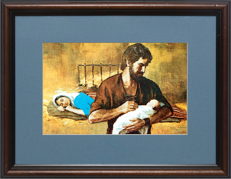 Holy Family Matted - Walnut Framed Art