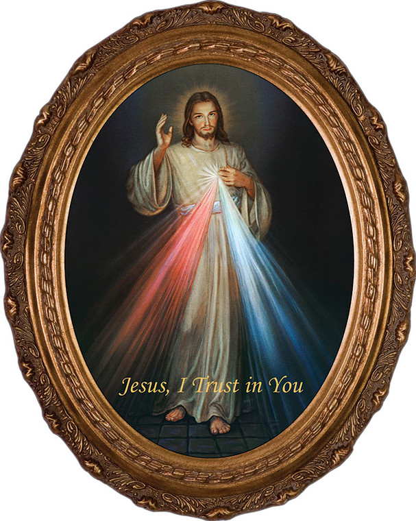 Divine Mercy - Oval Framed Canvas