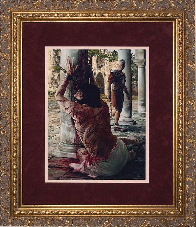 Scourging at the Pillar Matted - Gold Framed Art