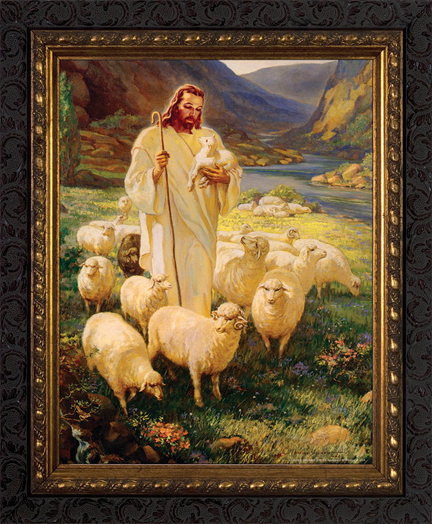 Good Shepherd - Ornate Dark Framed Art