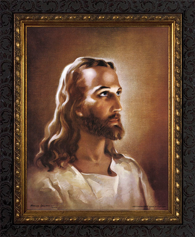 Head of Christ - Ornate Dark Framed Art