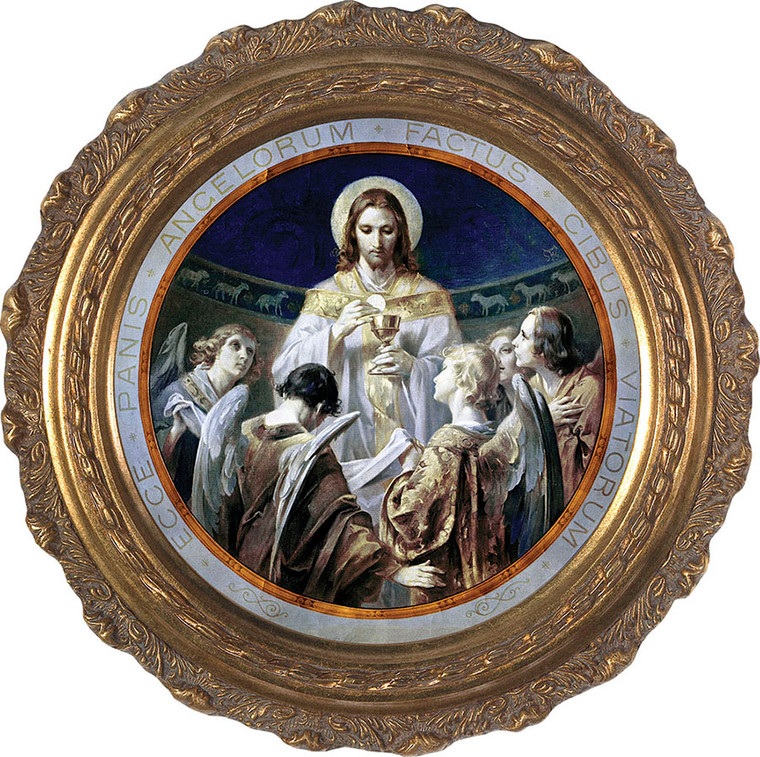 Christ, Bread of Angels - Round Framed Canvas Christ, Bread of Angels - Round Framed Canvas