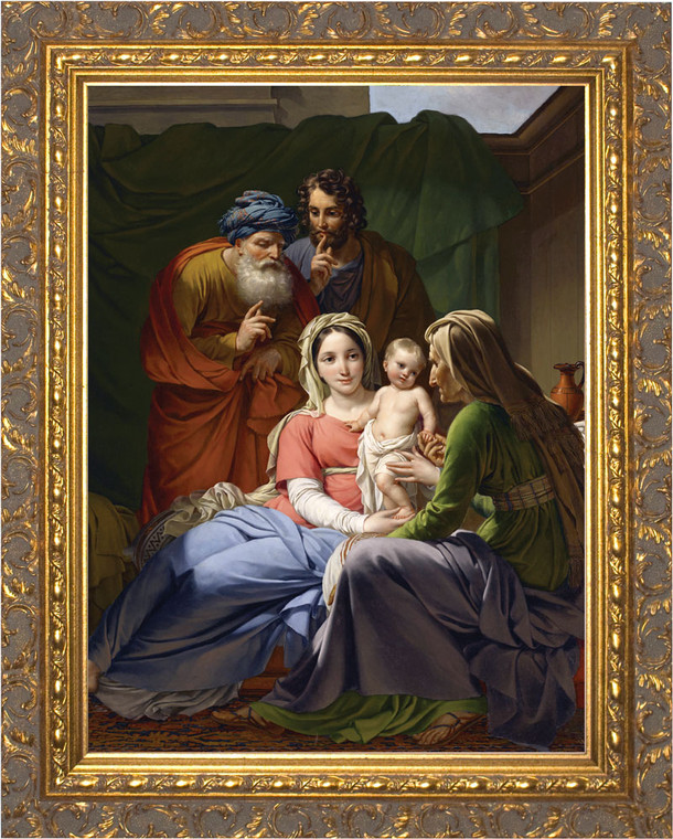 Holy Family with Grandparents Joachim and Anne - Ornate Gold Framed Art