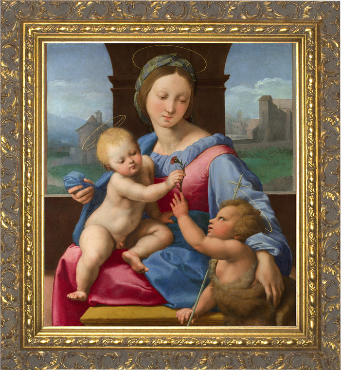 Madonna and Child with St. John the Baptist - Ornate Gold Framed Art