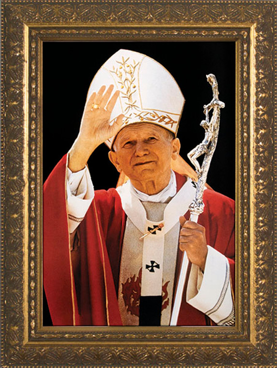 St. John Paul II Waving Framed Art