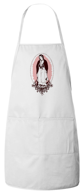 Our Lady of Guadalupe (Spanish Hail Mary) Apron (White)