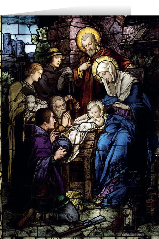 Nativity Stained Glass Christmas Cards (25 Cards)