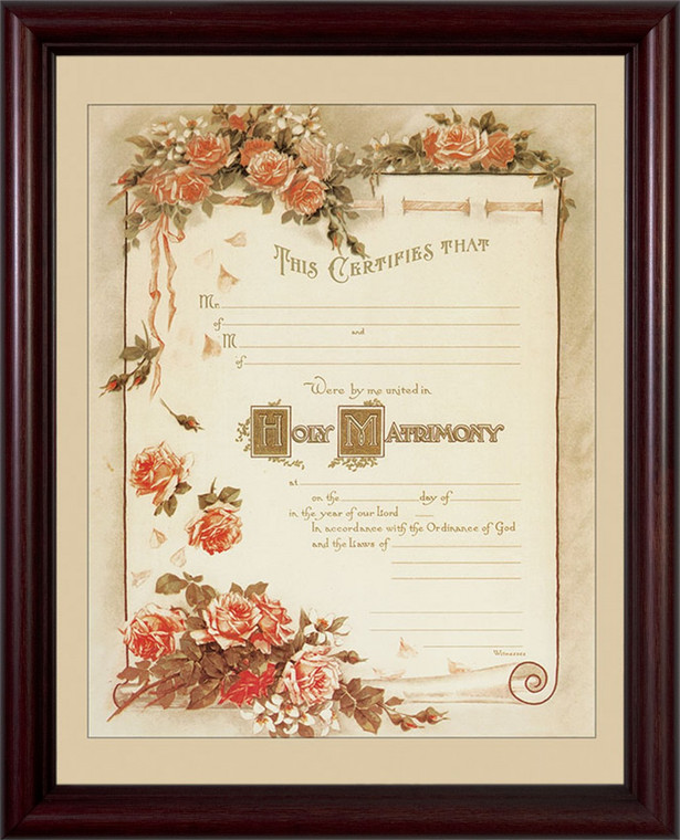 Certificate of Matrimony Cherry Framed