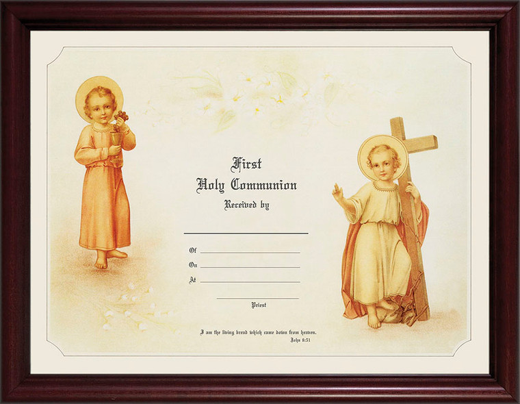 First Communion - Cherry Framed Certificate