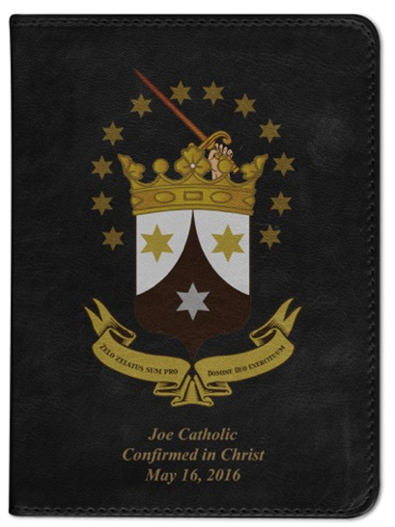 Personalized Catholic Bible with Ancient Carmelite Crest Cover - Black NABRE