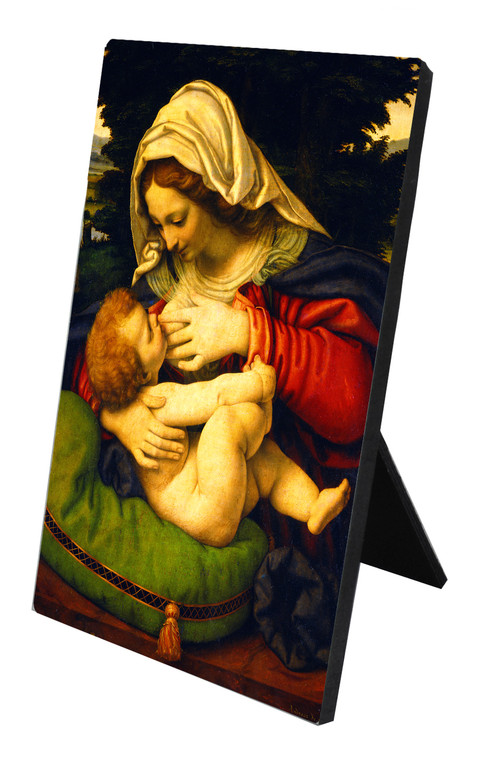 Madonna of the Green Cushion Vertical Desk Plaque