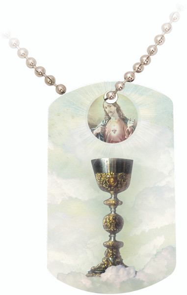 Eucharist with Sacred Heart Dog Tag