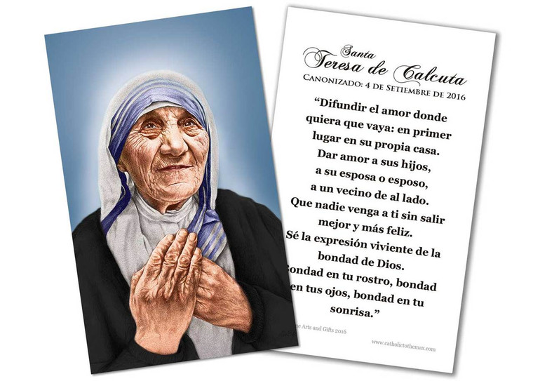 SPANISH St. Teresa of Calcutta Canonization Quote Holy Card