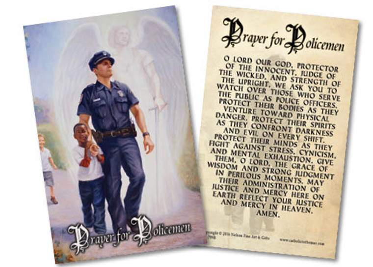 The Protector: Police Guardian Angel Holy Card with Prayer for Policemen