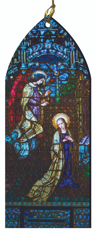 The Annunciation Stained Glass Wood Ornament