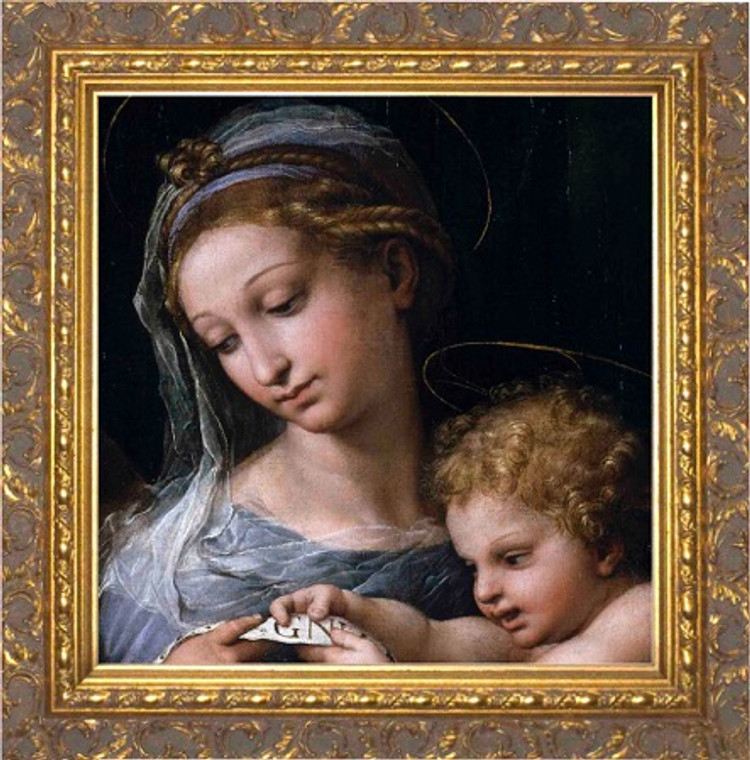 Madonna della Rosa (Detail) - Ornate Gold Framed Canvas