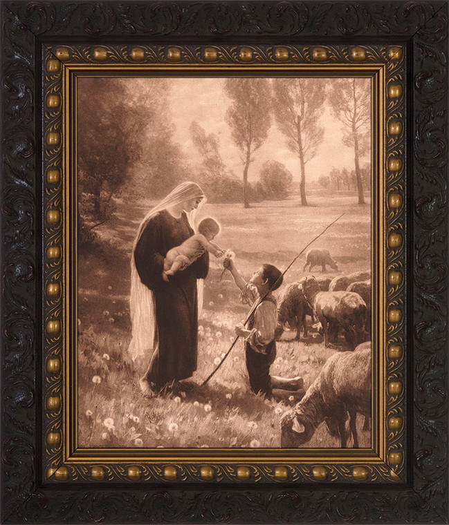 Gift of the Shepherd - Ornate Dark Framed Canvas
