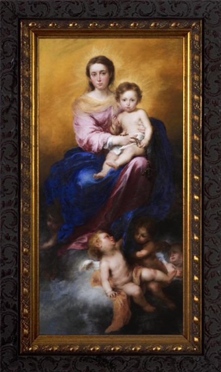Madonna of the Rosary by Murillo - Dark Ornate Frame Madonna of the Rosary by Murillo - Dark Ornate Frame