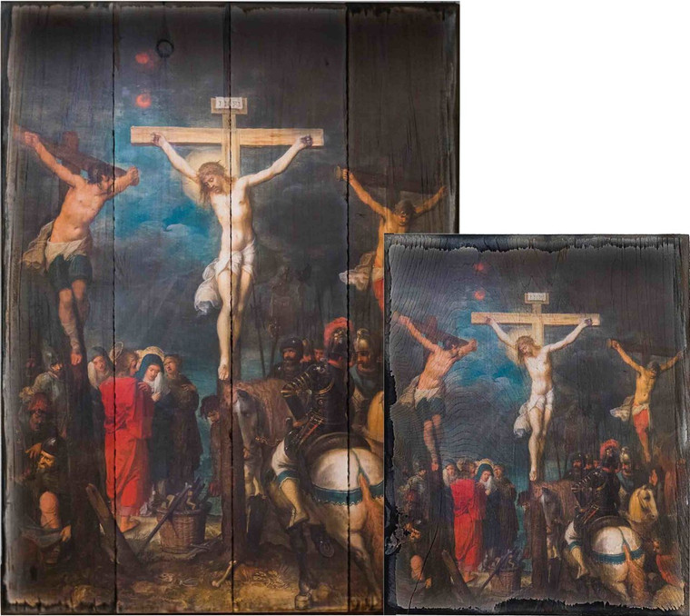 Crucifixion by Frans Francken Rustic Wood Plaque
