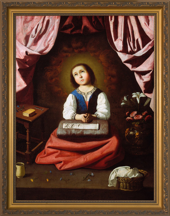 The Young Virgin by Francisco de Zurbar��n - Gold Framed Art