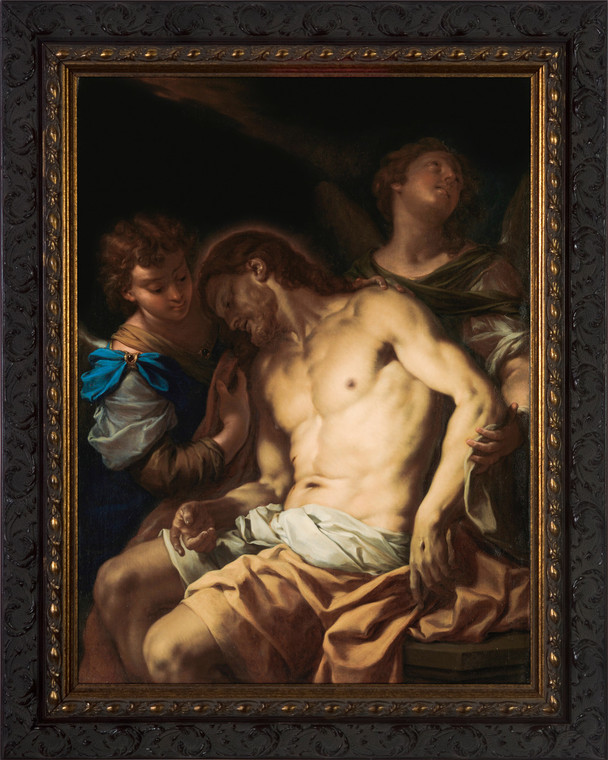 Dead Christ Supported by Angels by Francesco Trevisani - Ornate Dark Framed Art