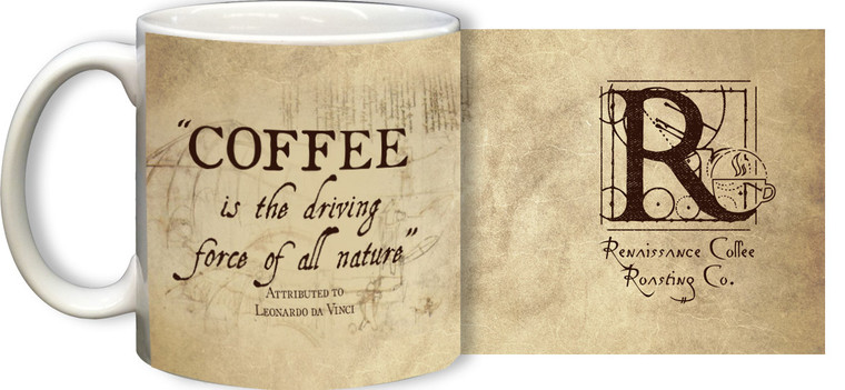 Leonardo da Vinci Driving Force Quote Mug