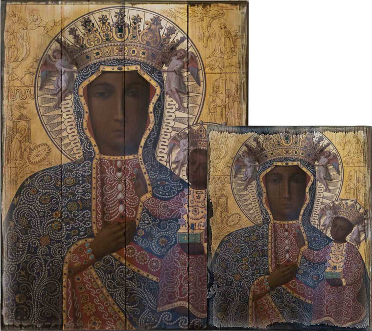 Black Madonna of Czestochowa Rustic Wood Plaque