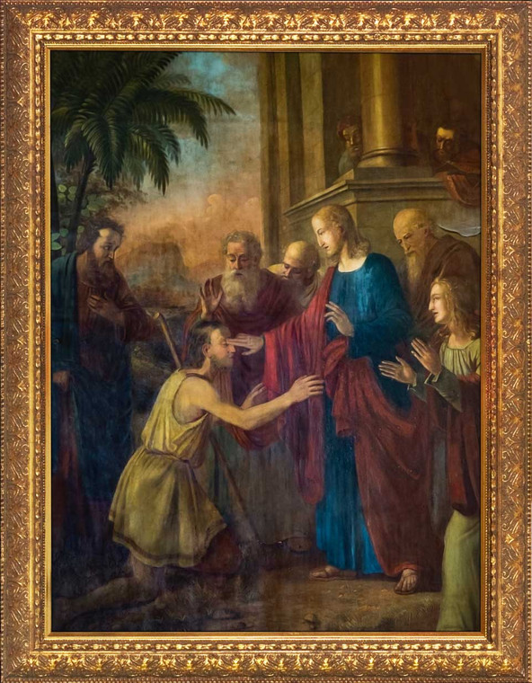 Christ Healing the Blind Man - Gold Framed Art