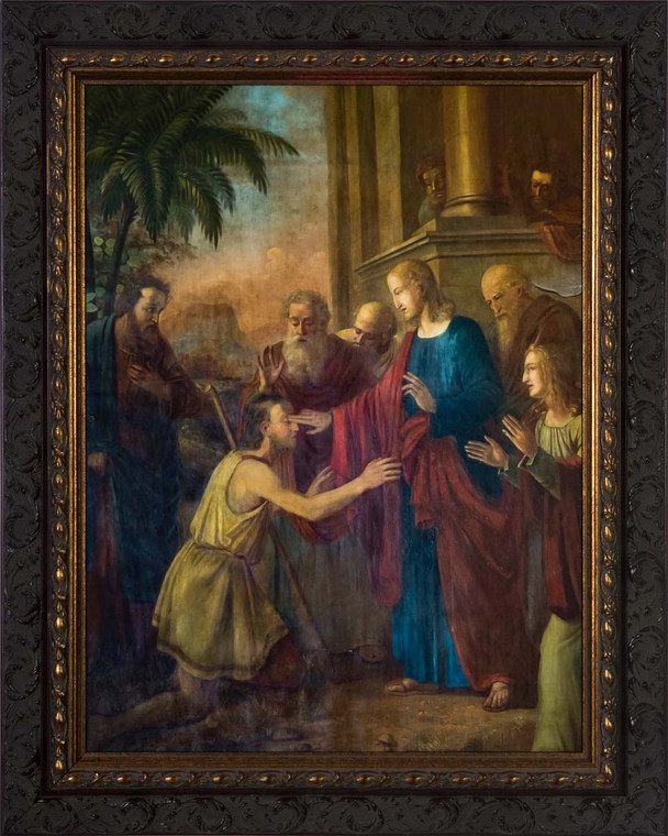 Christ Healing the Blind Man - Ornate Dark Framed Art