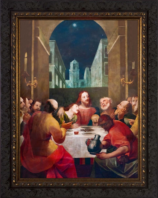 Last Supper at Moonrise - Ornate Dark Framed Art