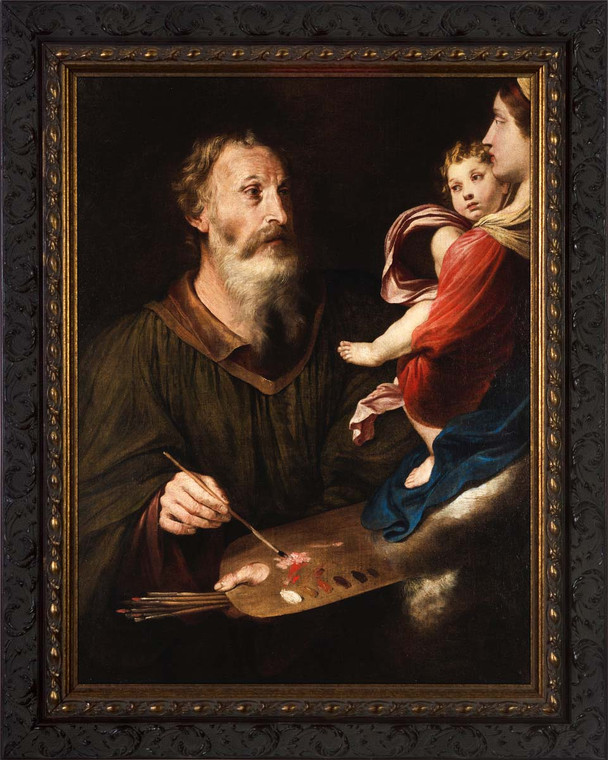 Saint Luke Painting the Virgin by Simone Cantarini - Ornate Dark Framed Art