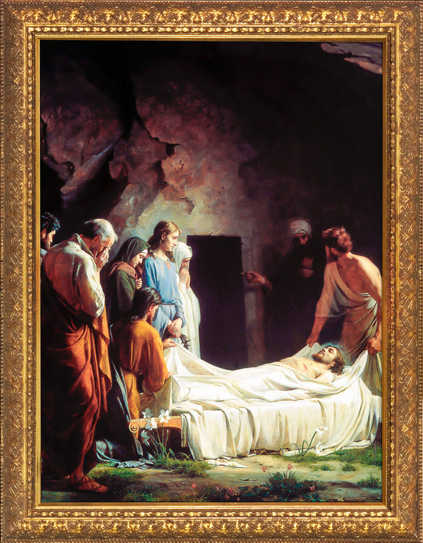 The Burial of Christ by Carl Bloch - Gold Framed Art