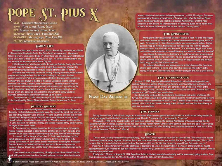 St. Pope Pius X Explained Poster St. Pope Pius X Explained Poster