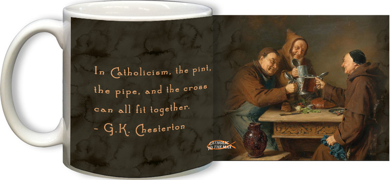 G.K. Chesterton Pint, Pipe and Cross Quote Mug